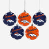 Denver Broncos NFL Shatterproof Ball Ornament 5 Pack