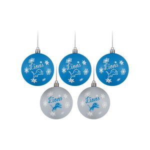 Detroit Lions NFL 5 Pack Shatterproof Ball Ornament Set