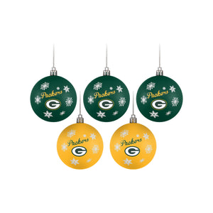 Green Bay Packers NFL 5 Pack Shatterproof Ball Ornament Set