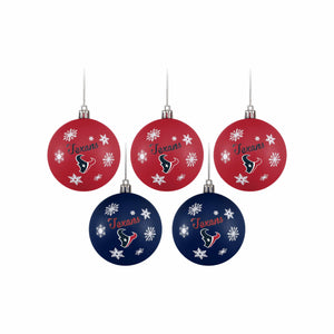 Houston Texans NFL 5 Pack Shatterproof Ball Ornament Set