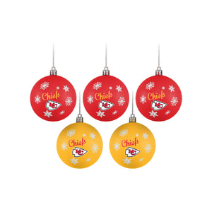 Kansas City Chiefs NFL 5 Pack Shatterproof Ball Ornament Set