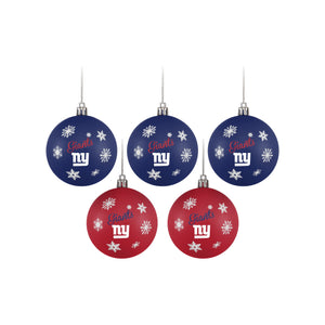 New York Giants NFL 5 Pack Shatterproof Ball Ornament Set