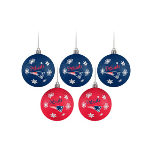 New England Patriots NFL 5 Pack Shatterproof Ball Ornament Set