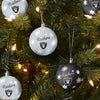 Las Vegas Raiders NFL 5 Pack Shatterproof Ball Ornament Set