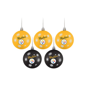 Pittsburgh Steelers NFL 5 Pack Shatterproof Ball Ornament Set