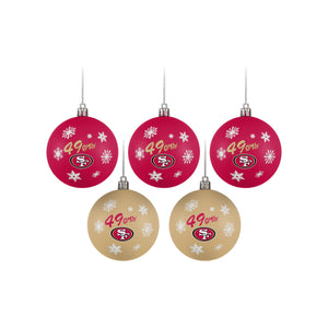 San Francisco 49ers NFL 5 Pack Shatterproof Ball Ornament Set