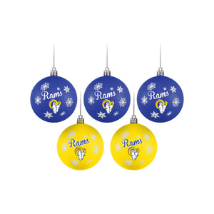 Los Angeles Rams NFL 5 Pack Shatterproof Ball Ornament Set