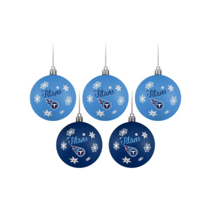 Tennessee Titans NFL 5 Pack Shatterproof Ball Ornament Set