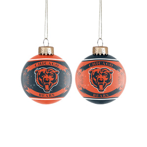 Chicago Bears NFL 2 Pack Glass Ball Ornament Set
