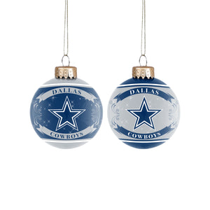 Dallas Cowboys NFL 2 Pack Glass Ball Ornament Set