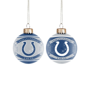 Indianapolis Colts NFL 2 Pack Glass Ball Ornament Set