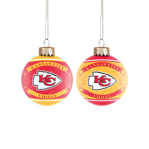 Kansas City Chiefs NFL 2 Pack Glass Ball Ornament Set