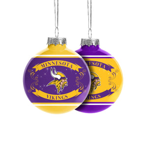 Minnesota Vikings NFL 2 Pack Glass Ball Ornament Set