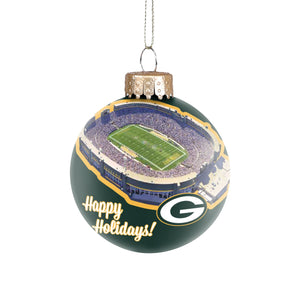 Green Bay Packers NFL Stadium Print Glass Ball Ornament