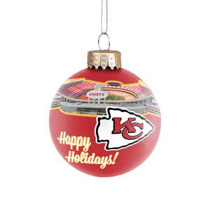 Kansas City Chiefs NFL Stadium Print Glass Ball Ornament