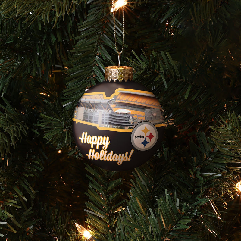 Pittsburgh Steelers Team Stripe Glass Ball Ornament