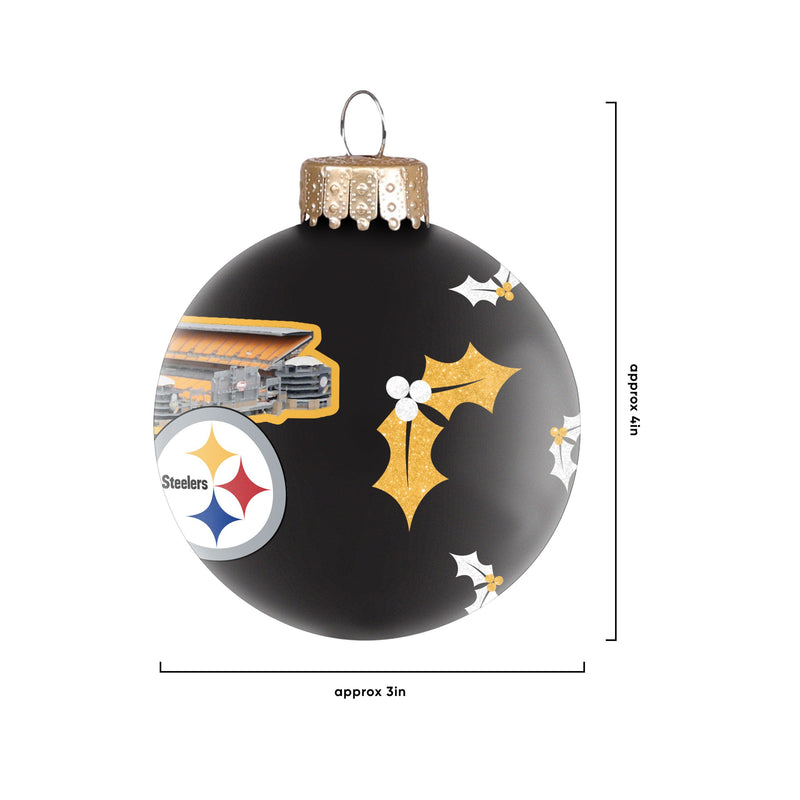 Pittsburgh Steelers Team Stripe Glass Ball Ornament