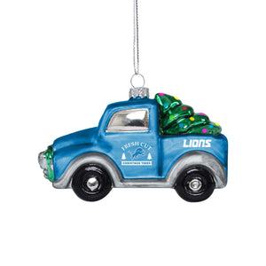Detroit Lions NFL Blown Glass Truck Ornament