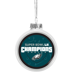Philadelphia Eagles NFL Super Bowl LII Glass Ball Champions Ornament