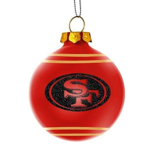 San Francisco 49ers NFL Glitter Logo Glass Ball Ornament