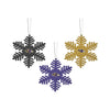 Baltimore Ravens NFL 3 Pack Metal Glitter Snowflake Ornament