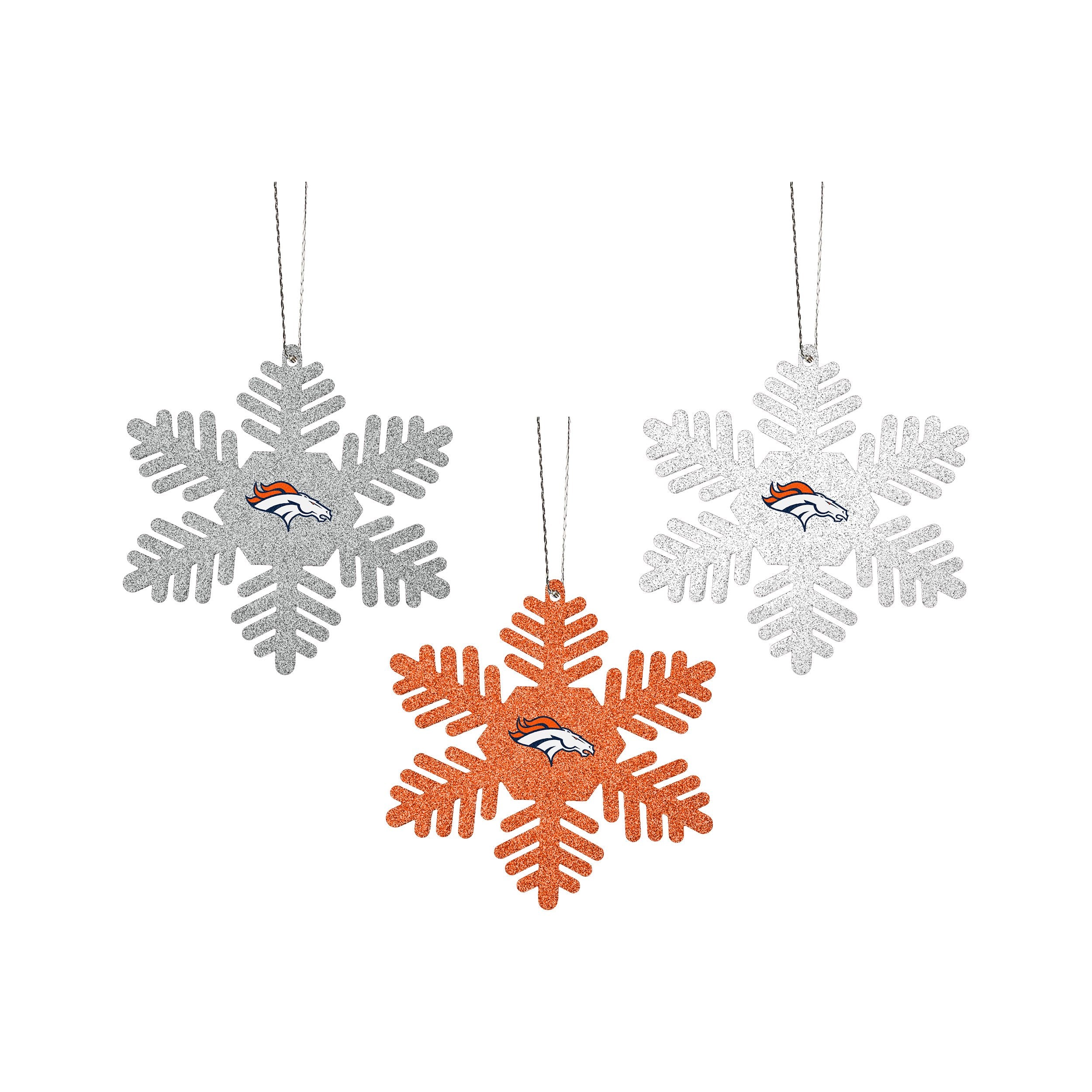 Denver Broncos Holiday Ball Ornaments 12-Pack