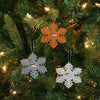 Denver Broncos NFL 3 Pack Metal Glitter Snowflake Ornament