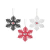 Kansas City Chiefs NFL 3 Pack Metal Glitter Snowflake Ornament