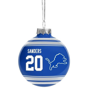 NFL Retired Player Glass Ball Ornament Detroit Lions B Sanders #20