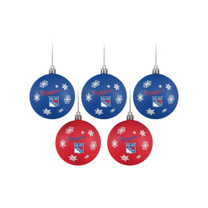 New York Rangers NHL 5 Pack Shatterproof Ball Ornament Set