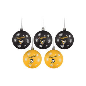 Pittsburgh Penguins NHL 5 Pack Shatterproof Ball Ornament Set