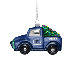 St Louis Blues NHL Blown Glass Truck Ornament