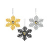 Pittsburgh Penguins NHL 3 Pack Metal Glitter Snowflake Ornament