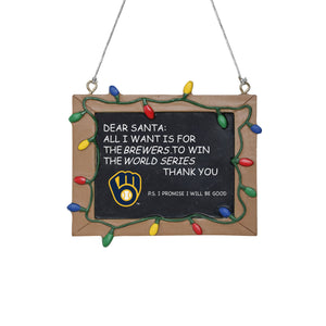 Milwaukee Brewers MLB Chalkboard Sign Ornament