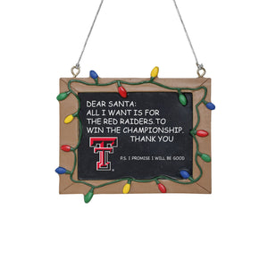 Texas Tech Red Raiders NCAA Chalkboard Sign Ornament