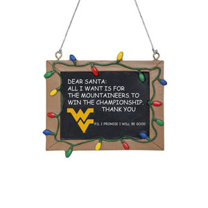 West Virginia Mountaineers NCAA Chalkboard Sign Ornament
