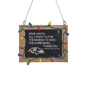 Baltimore Ravens NFL Chalkboard Sign Ornament