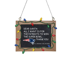 New England Patriots NFL Chalkboard Sign Ornament
