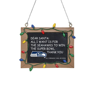 Seattle Seahawks NFL Chalkboard Sign Ornament