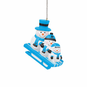 Miami Marlins MLB Sledding Snowmen Ornament