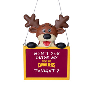 Cleveland Cavaliers NBA Reindeer With Sign Ornament