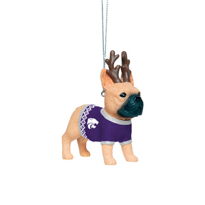 Kansas State Wildcats NCAA French Bulldog Wearing Sweater Ornament