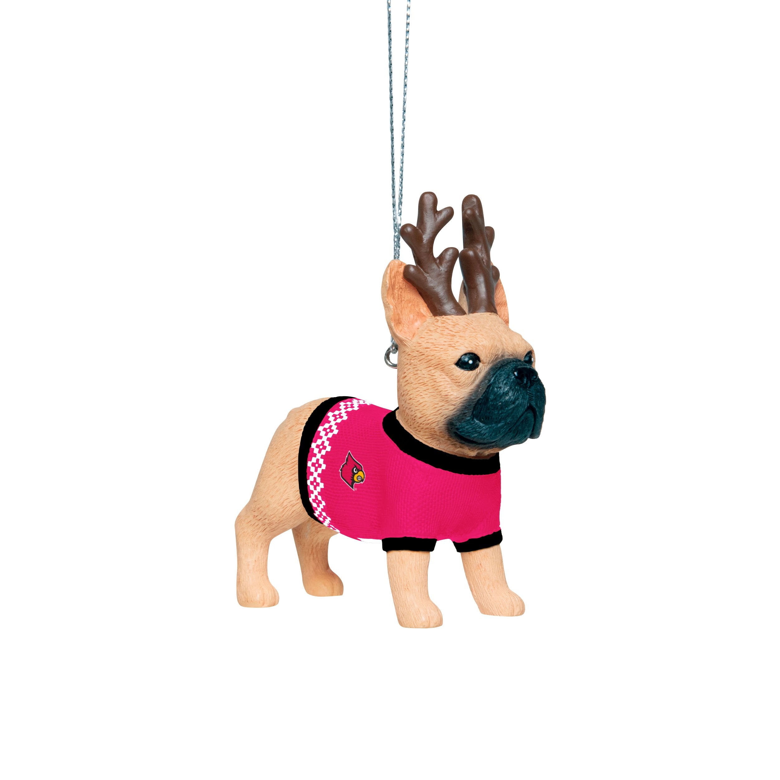 Louisville Cardinals French Bulldog Wearing Sweater Ornament