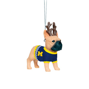 Michigan Wolverines NCAA French Bulldog Wearing Sweater Ornament