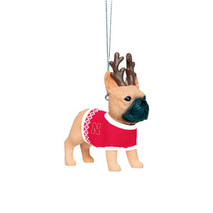 Nebraska Cornhuskers NCAA French Bulldog Wearing Sweater Ornament