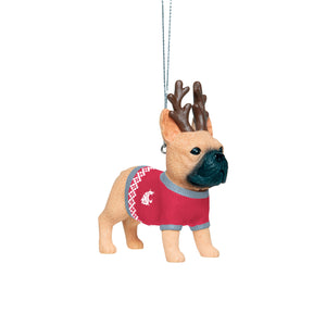 Washington State Cougars NCAA French Bulldog Wearing Sweater Ornament