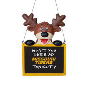 Missouri Tigers NCAA Reindeer With Sign Ornament