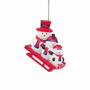 Ole Miss Rebels NCAA Sledding Snowmen Ornament