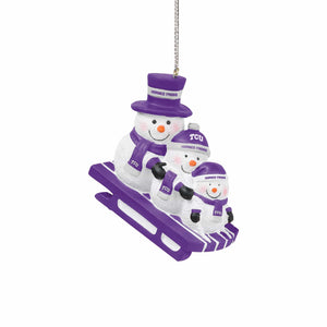 TCU Horned Frogs NCAA Sledding Snowmen Ornament