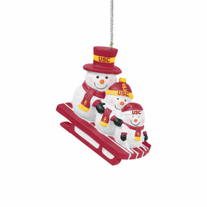 USC Trojans NCAA Sledding Snowmen Ornament